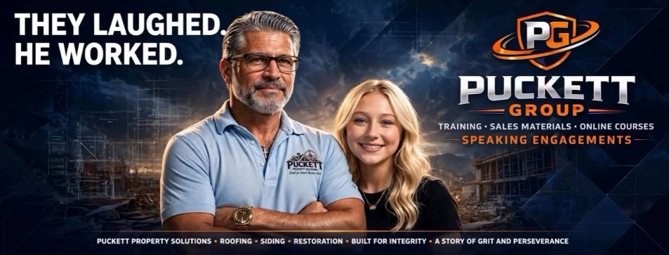 They Laughed. He Worked. Puckett Group banner featuring Steve Puckett with his daughter Jersie